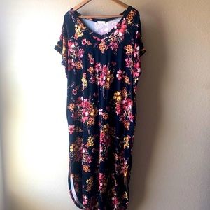 Blue Floral Dress with Pockets